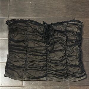 Forever 21 Black Ruched Strapless crop  Top size OX US